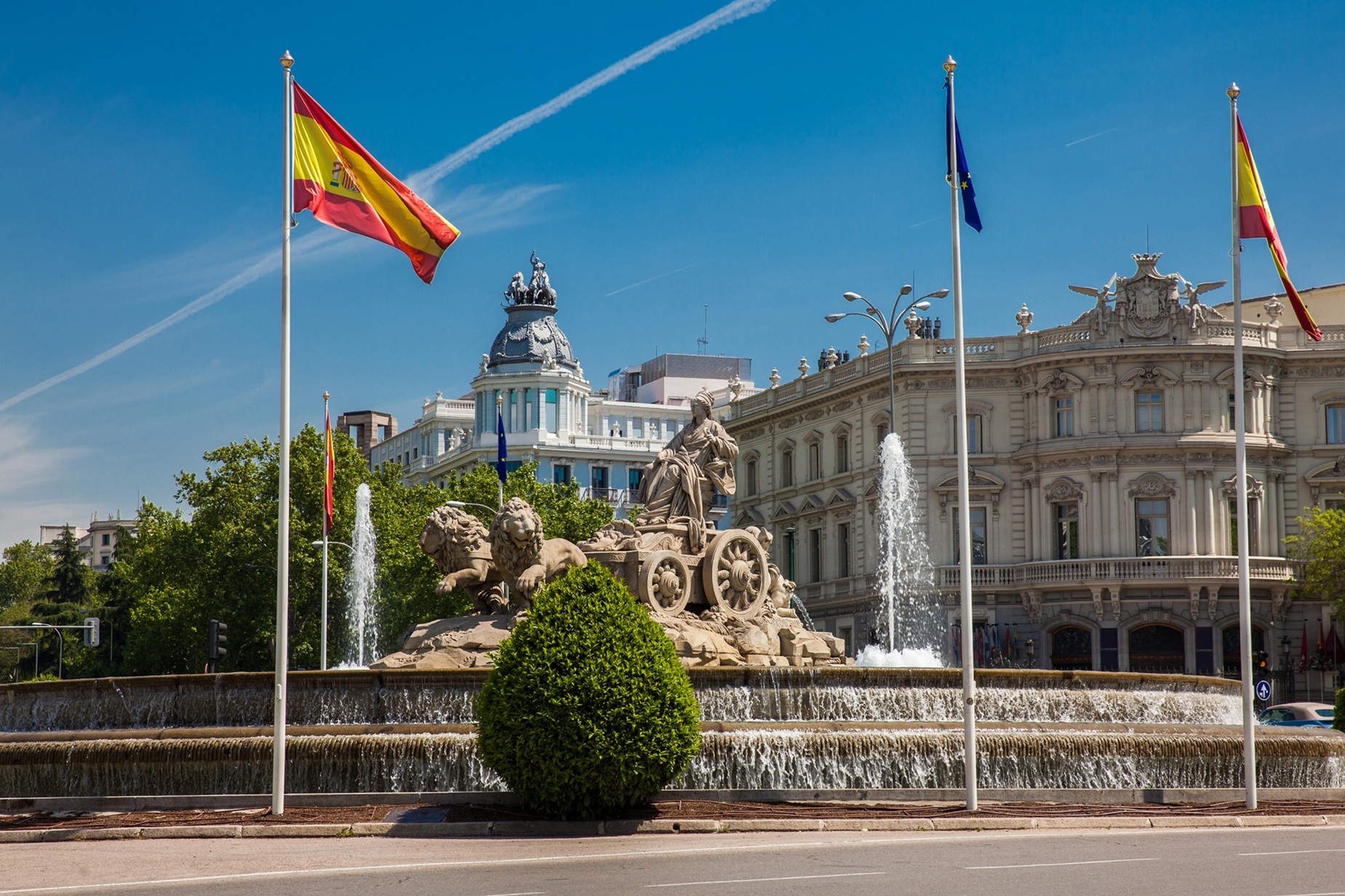A Fonte de Cibeles na Praça de Cibeles em Madrid